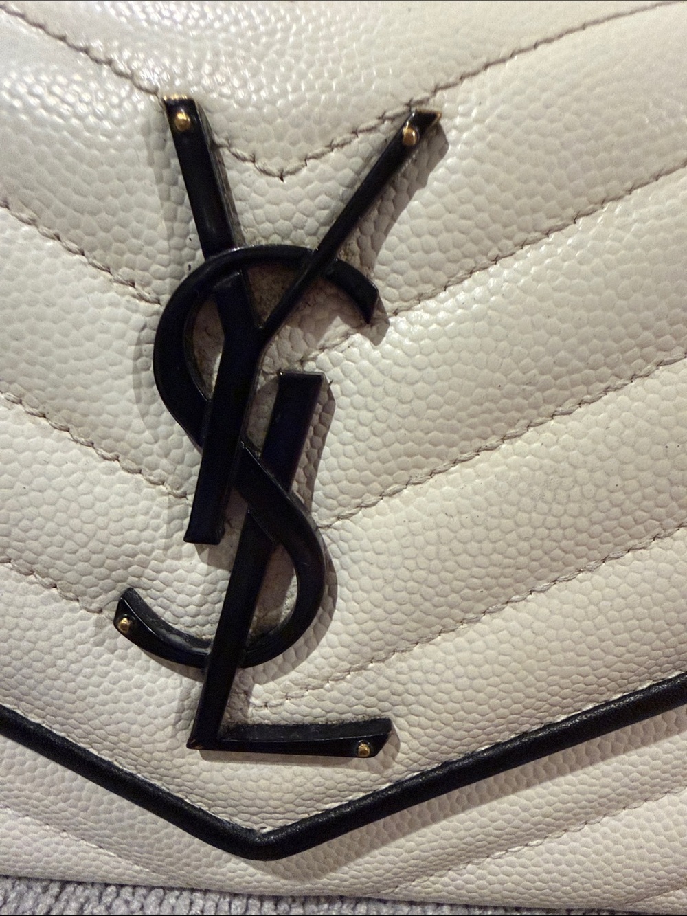 RARE YSL Saint Laurent Large Cassandre Envelope Flap Wallet – White Black Contra - Picture 2 of 15